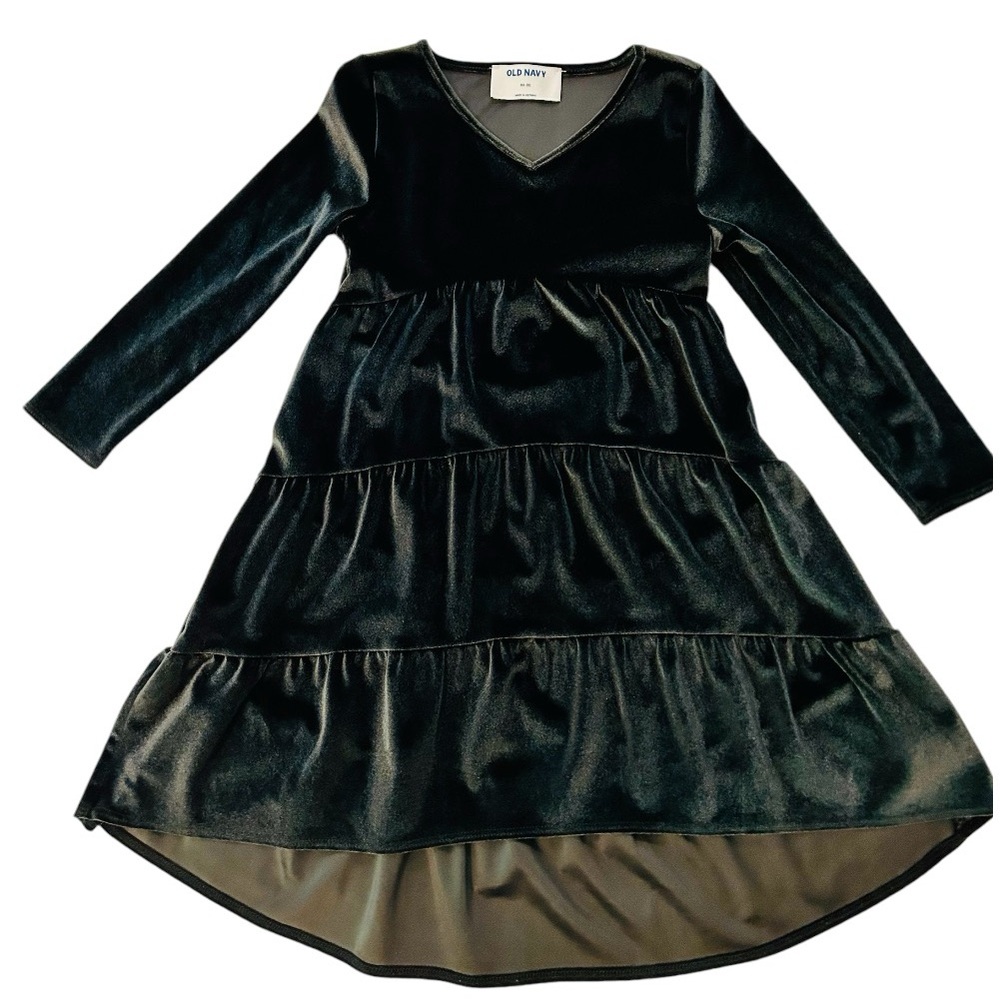 Girls Old Navy Velour Black Dress Size XS Soft Plush Velvet Dress. Holiday Dress